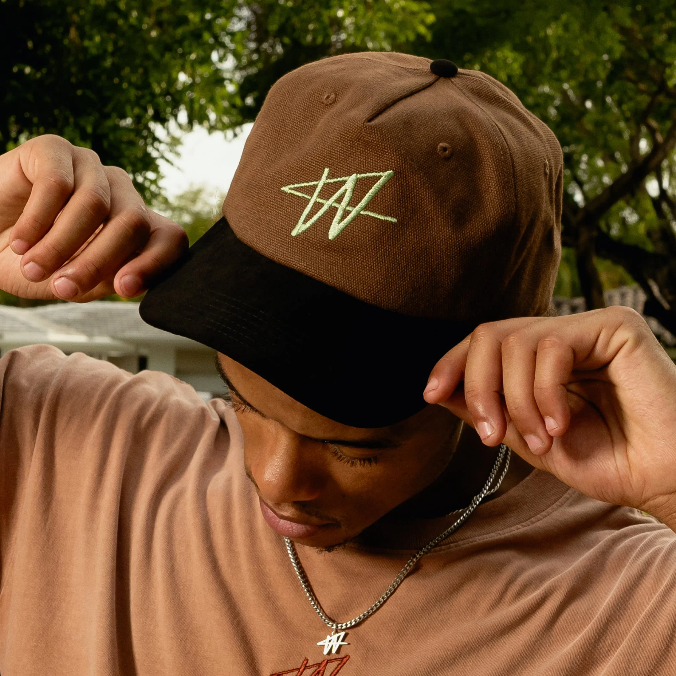Chain Stitch 5 Panel Hat (Mocha) - Image 2